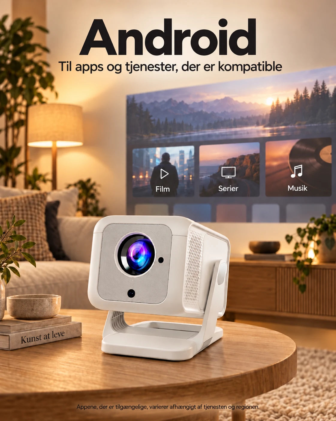 ProjektorLand Nova Plus mini-projektor – 420 ANSI lumen, oprindelig Full HD 1080p, autofokus, Android og Wi-Fi