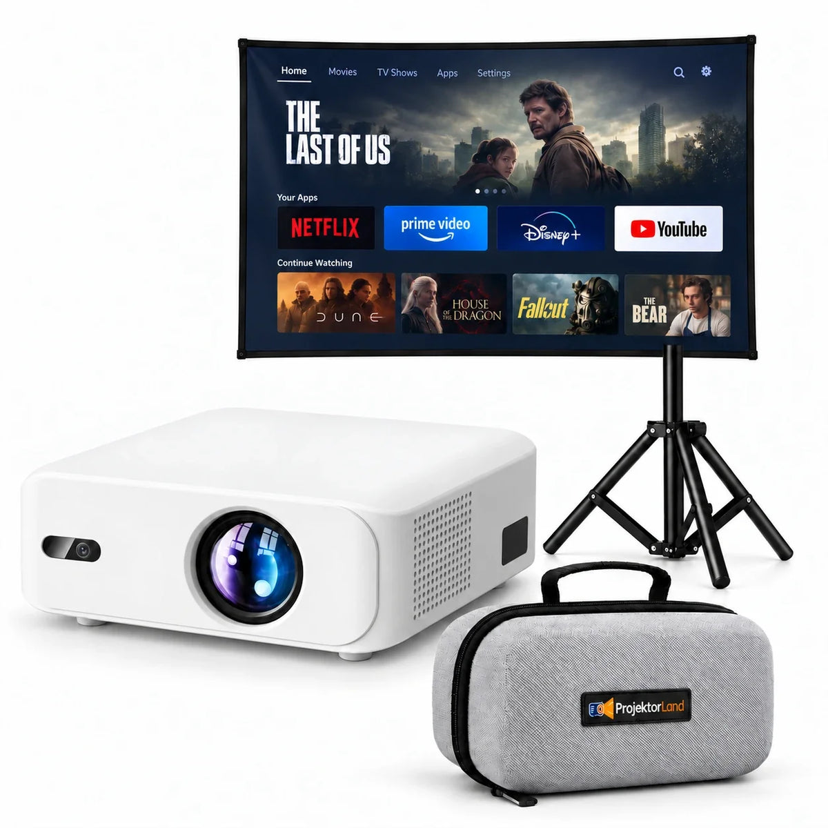 Projektor Projektorland Horizon – 800 ANSI-lumen, Full HD 1080p, HDMI, digital keystone och inbyggd högtalare