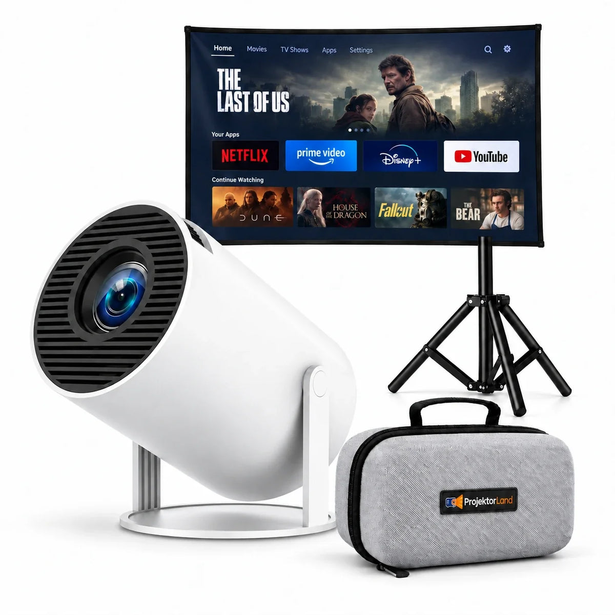 Miniprojektor Projektorland Luma Compact – 200 ANSI-lumen, HD 720p, Android 14, Wi-Fi 6 och 5 W högtalare