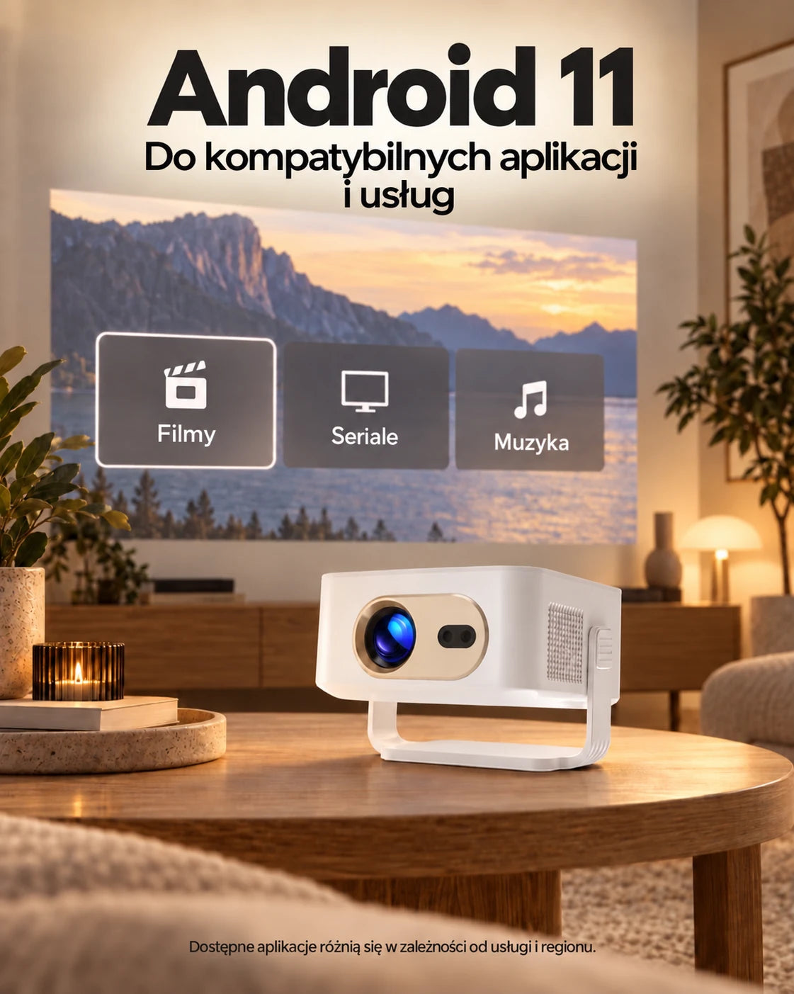 ProjektorLand Vista – mini projektor 260 ANSI lumens, natywna rozdzielczość HD 720p, automatyczna ostrość i Android 11 – Prezentacja produktu 2