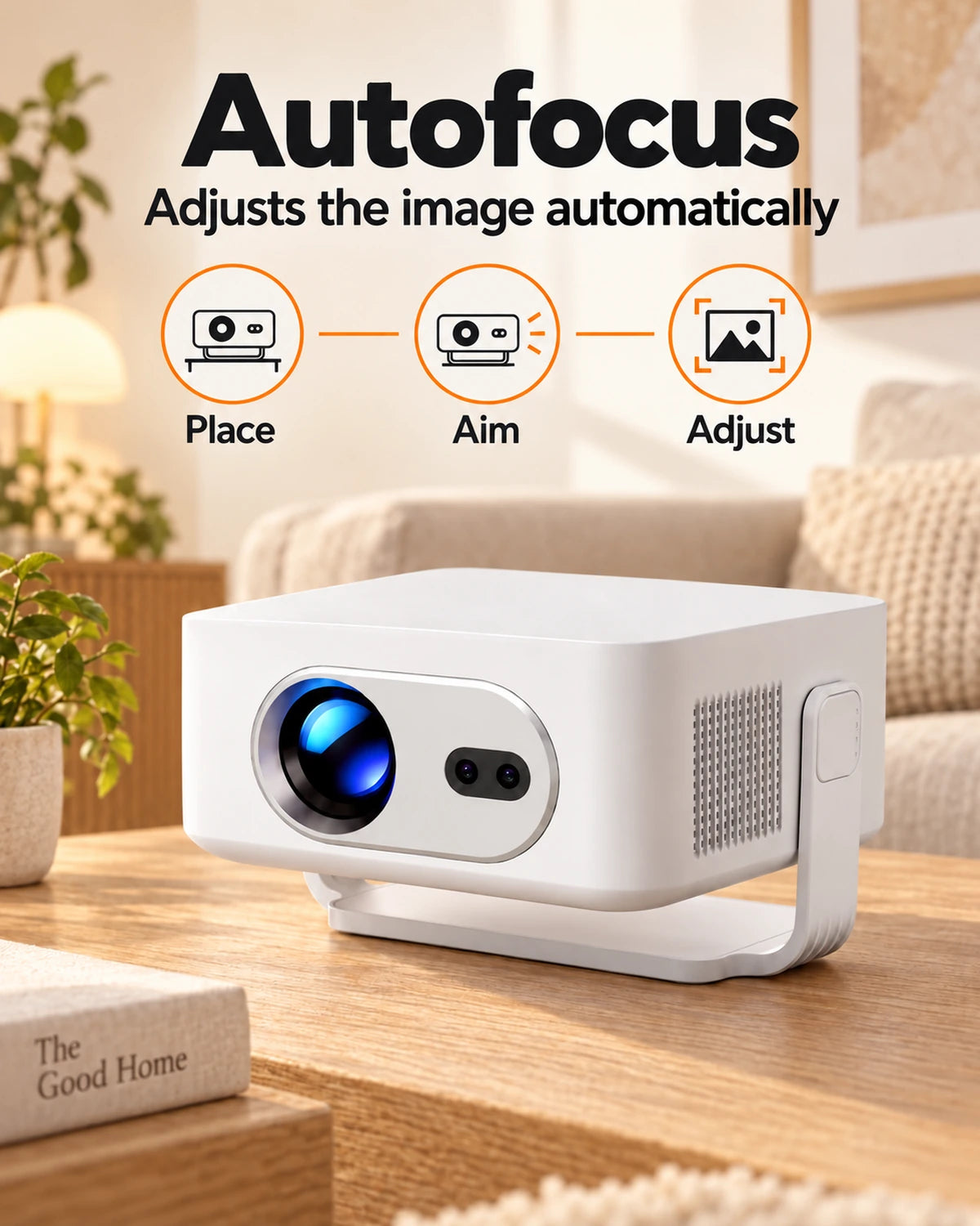 ProjektorLand Vista Max mini projector – 260 ANSI lumens, native HD 720p, autofocus, Android 14 and Wi-Fi 6