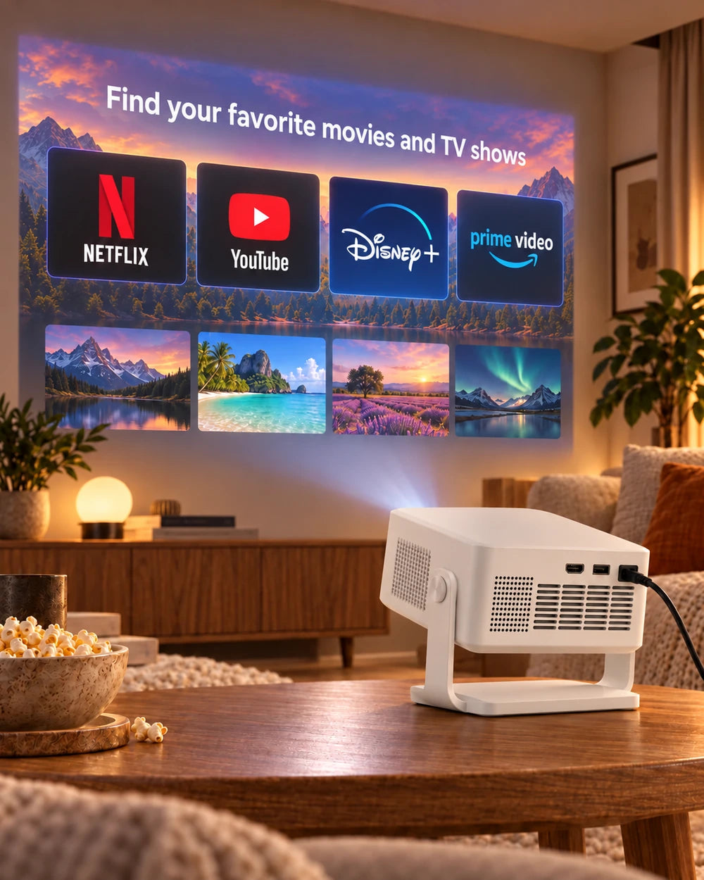 ProjektorLand Vista mini projector – 260 ANSI lumens, native HD 720p, autofocus and Android 11